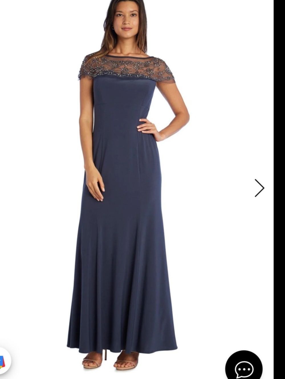 NWT R&M Richards Elegant Blue/Silver Beaded Off-Shoulder Evening Dress Size 16